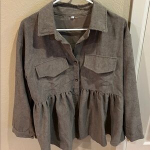 Brown Corduroy Button-Up Shirt large . New